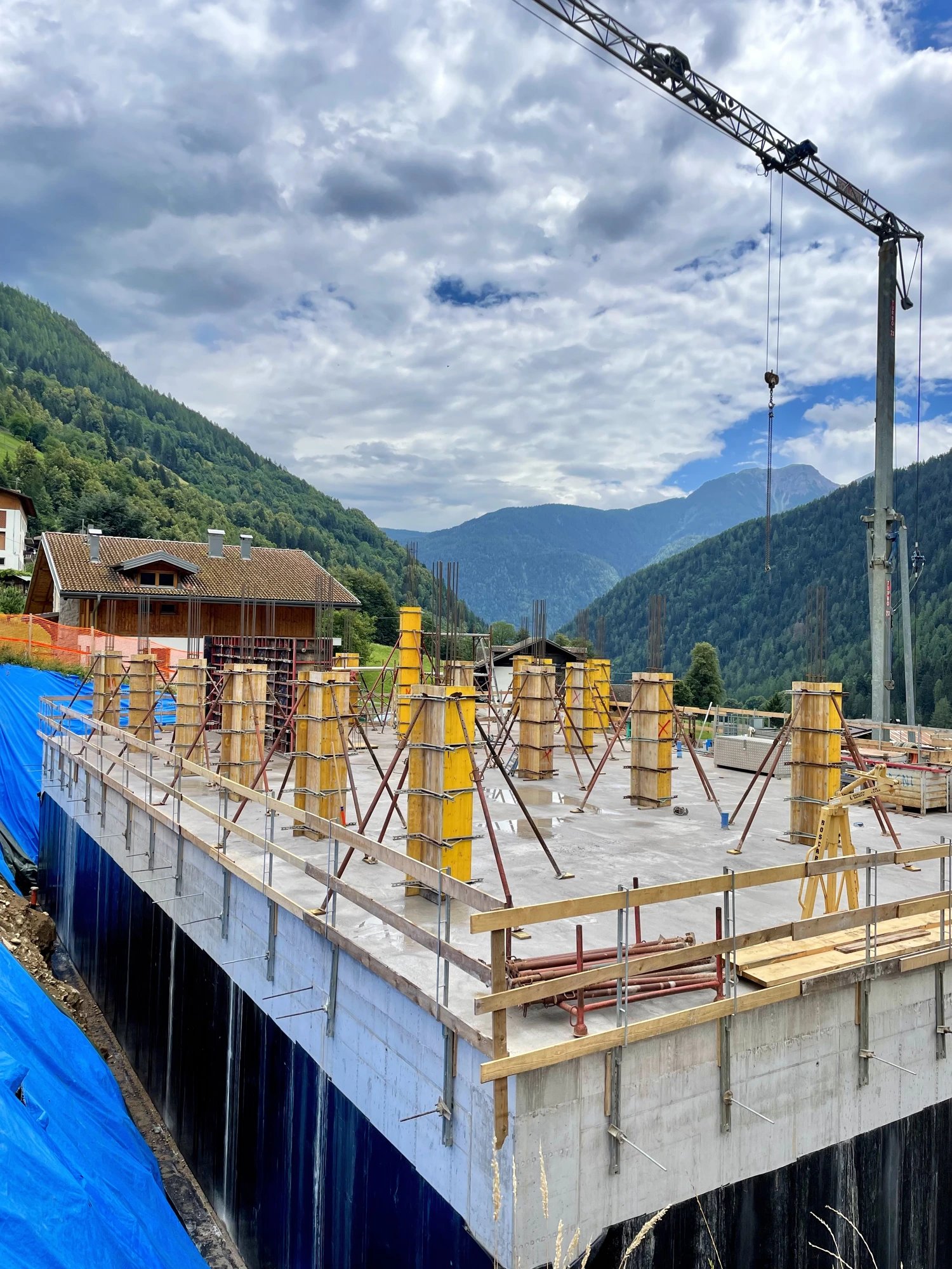 Pilastri in C.A. su platea - Opere in Cemento Armato a Val di Rabbi (TN)
